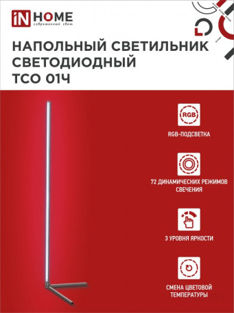 Светильник напольный светодиодный ТСО 01Ч 12Вт RGB, с пультом ДУ, с адаптером ЧЕРНЫЙ IN HOME