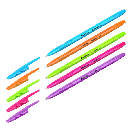Ручка шариковая Berlingo "Tribase Neon" синяя, 0,7 мм, корпус ассорти