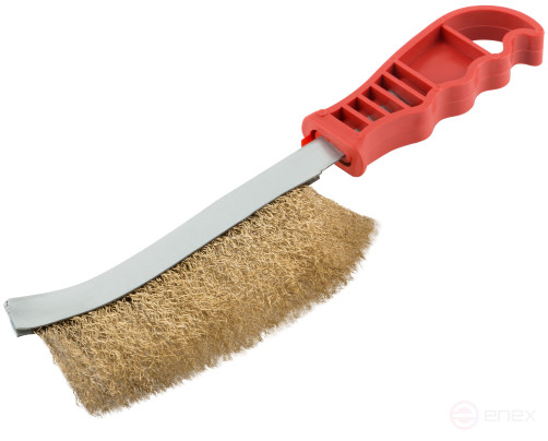 A brush with a curved plastic handle, latuned type B