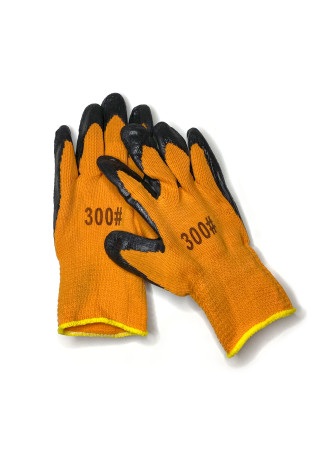 Перчатки оранжевые акриловые утепленные с вспененным латексом #300 (уп. 10 пар)