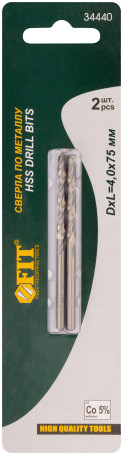 Metal drills HSS with the addition of cobalt 5% Pro in blister packs of 4.0 mm ( 2 PCs.)