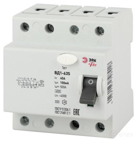 RCD ERA PRO NO-902-155 VD1-63S 4P 40A 100mA