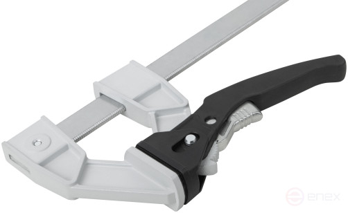 Струбцина рычажная быстрозажимная, усилие сжатия 200 кг, рычажный храповый механизм, металлический корпус, Профи, 90 х 300 мм