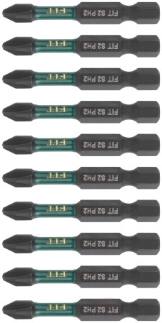 Биты кованые ударные, сталь S2, односторонние 50 мм PH2, Профи 10 шт., блистер