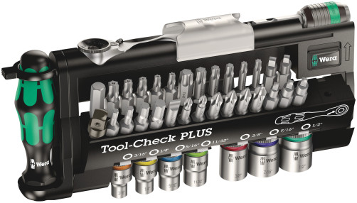 Tool-Check PLUS Imperial Tool kit, including ratchet, bits, heads and handle holder, 39 items