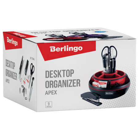 Berlingo "Apex" Desktop Organizer, 9 pieces, rotating, Black/Purple