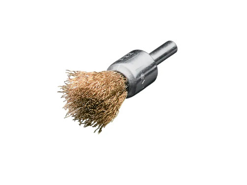 Brush, corrugated brush, D12 mm, shank 6 mm, length 60 mm, brass corrugated wire MES 0.30 mm, length of the working part 20 mm