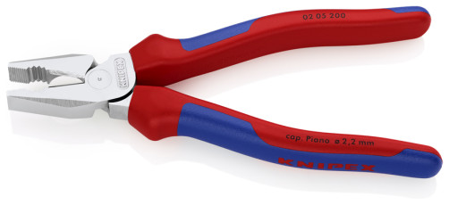 Плоскогубцы комб. особ. мощн., рез: провол. твёрд. Ø 2.8 мм, роял. струна Ø 2.2 мм, кабель Ø 13 мм, L-200 мм, хром, 2-к ручки