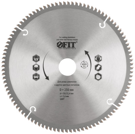 Disc saw blade for circular saws for aluminium 230 x 30/25,4 x 100T