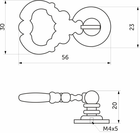 Handle meb. button met. FLORENTINO white silver, AKS