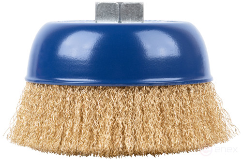 Щетка для УШМ, М14, тип "Чашка", латунированная витая проволока 0,3 мм, 125 мм, CUTOP Profi