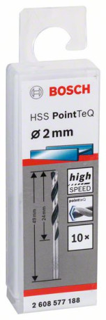 Спиральное сверло из быстрорежущей стали HSS PointTeQ 2,0 мм, 2608577188