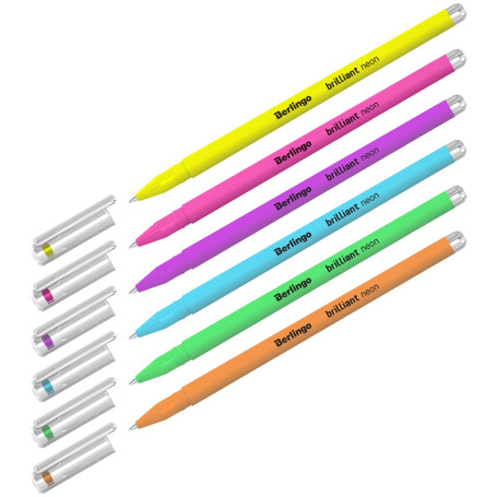 Berlingo "Brilliant Neon" gel pen set 6 pcs., 06 colors, 0.8 mm, assorted case