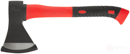 The axe is forged steel, reinforced fiberglass handle 800 gr.