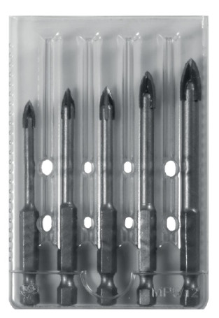 Set of universal drills with a 5-piece hex shank