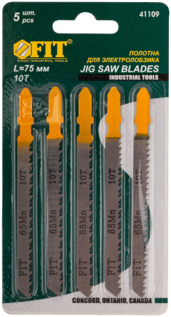 Полотна для э/лобзика по дереву, европ.хв., усил.сталь 65 Мп, с двухстор.заточкой зубьев, 5 шт., 10 ТPI