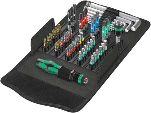 Kraftform Kompakt 100, a set of bits with a bit holder handle and a Rapidaptor cartridge and a set of L-shaped keys, 52 items