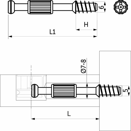 Шток эксцентрика 7*34/6*11 с пластиковой черной муфтой (уп/1тыс.шт) AKS