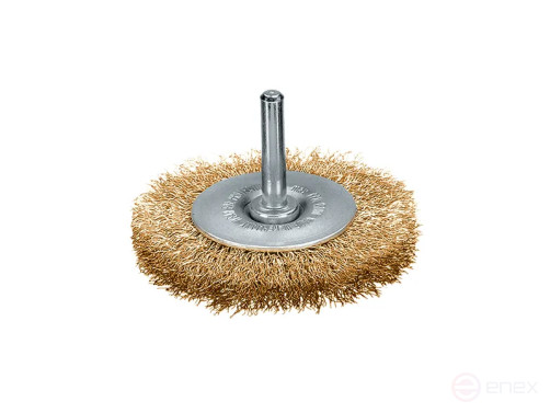 Щетка цилиндрическая гофрированная, Д50*3 мм, хвостовик 6 мм, латунированная гофрированная проволока STM 0,20 мм