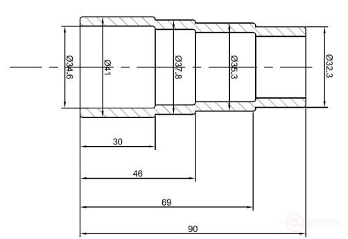 Adapter for vacuum cleaner 32-36-38-41 mm TC-adapter AE&T