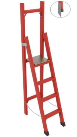 СВД-1,5М с вертикальной опорой диэлектрическая стеклопластиковая стремянка, металлические оконцеватели (Мягкий грунт), h=2450мм, h рабочей площадки=1450мм, ступ.4