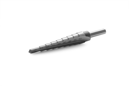 A MESSER-OPTIMA step drill with a straight groove. The diameter is 4-12mm. There are 9 steps.
