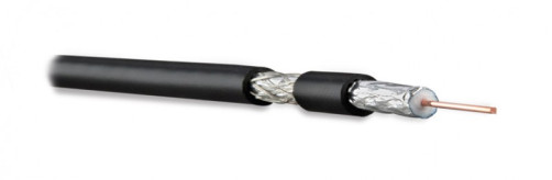 COAX-RG6-CU-100 Coaxial cable RG-6, 75 ohms (TV, SAT, CATV), core - 1.02 mm (copper, solid), screen - foil+braid(tinned copper, 48%)+foil, outer diameter 6.9mm, PVC insulation (-20°C – +75°C) (100 m bay)