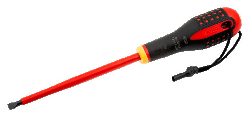 Insulated screwdriver with ERGO handle for screws with a slot of 1.2x6.5x150 mm with a Kevlar loop