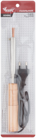 Паяльник 220 В, деревянная ручка, плоское жало D=5,8 мм, 60 Вт
