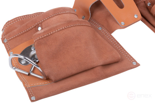 Пояс для инструмента двойной, кожа, 10 отделений, 1 петля для инструмента