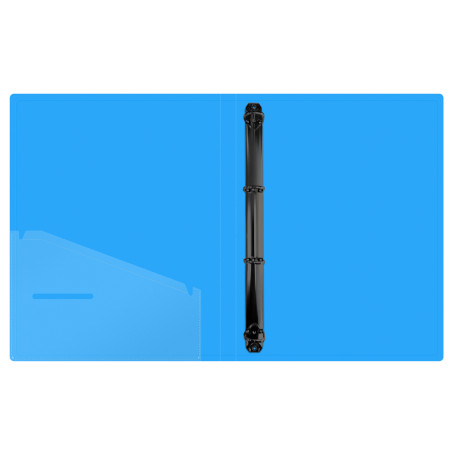 Папка на 4 кольцах Berlingo "Neon", 24 мм, 1000 мкм, голубой неон, D-кольца, с внутр. карманом