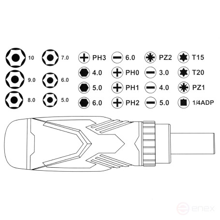Set of ratchet heads 23 pcs Villager