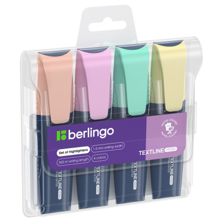 Набор текстовыделителей Berlingo "Textline HP200" 04 цв., пастельные цвета, 1-5 мм, европодвес