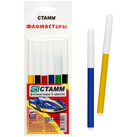 Markers STAMM "Cars", 06cv., washable, package, European weight