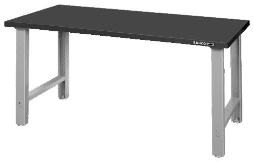 Heavy duty workbench, metal table top with adjustable height on 4 legs, red, 1500 x 750 x 1030 mm