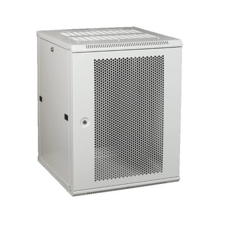 Telecommunication cabinet Ripo 096060PM/G 19" wall mounted 9U 600x600 grey, door perforated metal