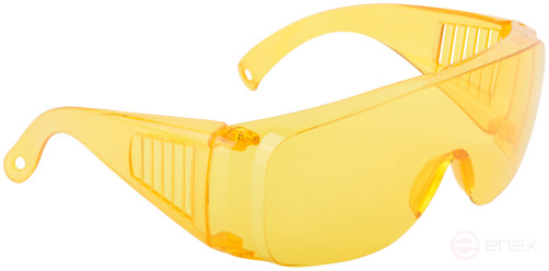 Safety glasses with yellow arches