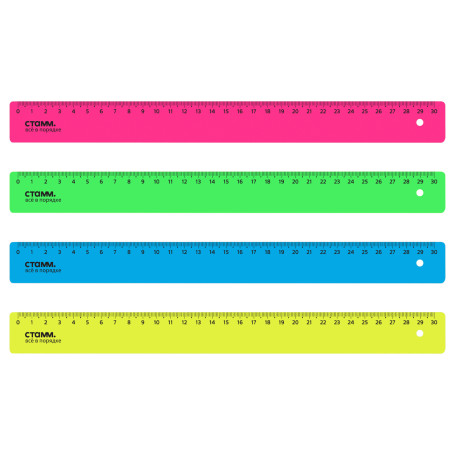Ruler 30cm STAMM, plastic, opaque, neon colors, assorted