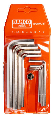 Набор шестигранных Г-образных ключей 2 - 8 мм, 8 шт, никелированные