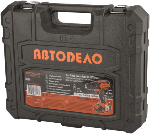 Аккумуляторная дрель-шуруповерт 40Н*м 21V (в кейсе) АвтоDело PRO 46110