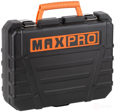 MAX-PRO Дрель-Шуруповерт аккумуляторная 18 В; 0-350/0-1250 об/мин; 10 мм; 30 Нм; 2 батареи (Li-Ion) х1,5 Ач; 15+1; 1 ч.; регулировка оборотов; резинов