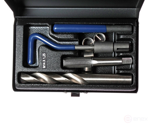 Set of tools and inserts for thread restoration M14x1.25mm L=12.4mm 9 pieces JTC