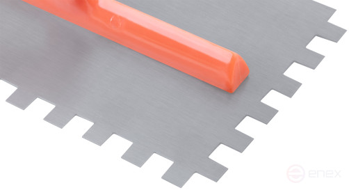 Гладилка стальная с пластиковой ручкой, 280х130 мм зубчатая, зуб 10х10 мм