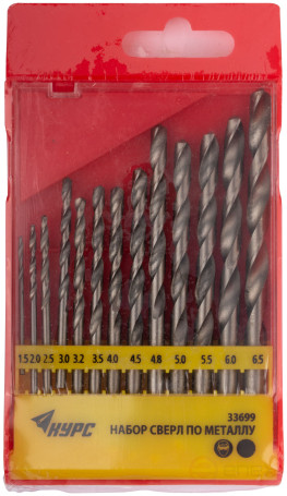 Set of polished metal HSS drills, 13 pcs. (1,5-2-2,5-3-3,2-3,5-4-4,5-4,8-5-5,5-6-6,5 mm)