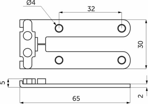 Hinge for countertops, plate 180° overhead AKS white zinc