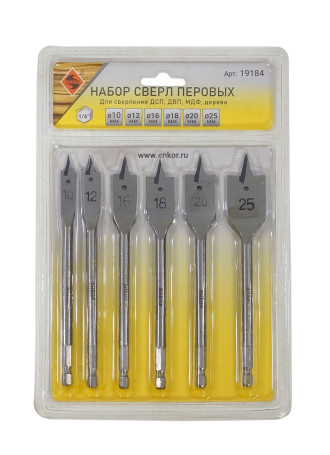 A set of drills for perov wood, 6 pieces, blister