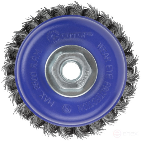 Щетка для УШМ, М14, тип "Чашка", крученая витая проволока 0,5 мм, 100 мм, блистер, CUTOP Profi