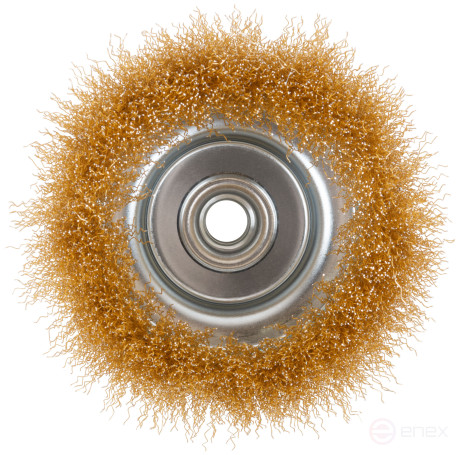 Щетка для УШМ, М14, тип "Чашка", латунированная витая проволока 0,3 мм, 125 мм, CUTOP Profi