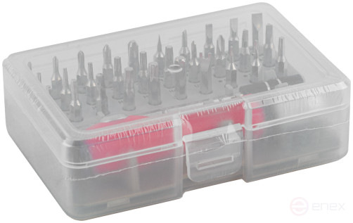 Screwdriver with bits for precision work, 30 bits, extension cord, in a plastic box
