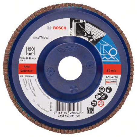 Лепестковый шлифкруг X571, Best for Metal D= 125 мм; G = 120, прям., 2608607341